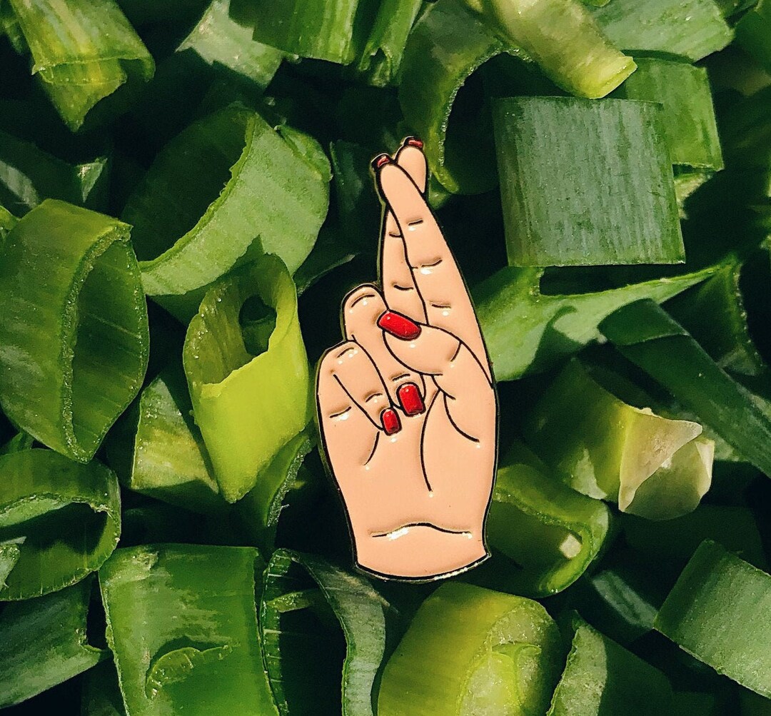 Fingers Crossed Enamel Pin Fingers Crossed Pin Hand Lapel Etsy