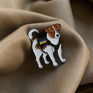 Ukrainischer Patron Hund Emaille Pin - Support Ukraine Anstecknadel - Slava Ukraini Abzeichen - Glory To Ukraine Emaille Anstecknadel - Ständer mit der Ukraine Anstecknadel