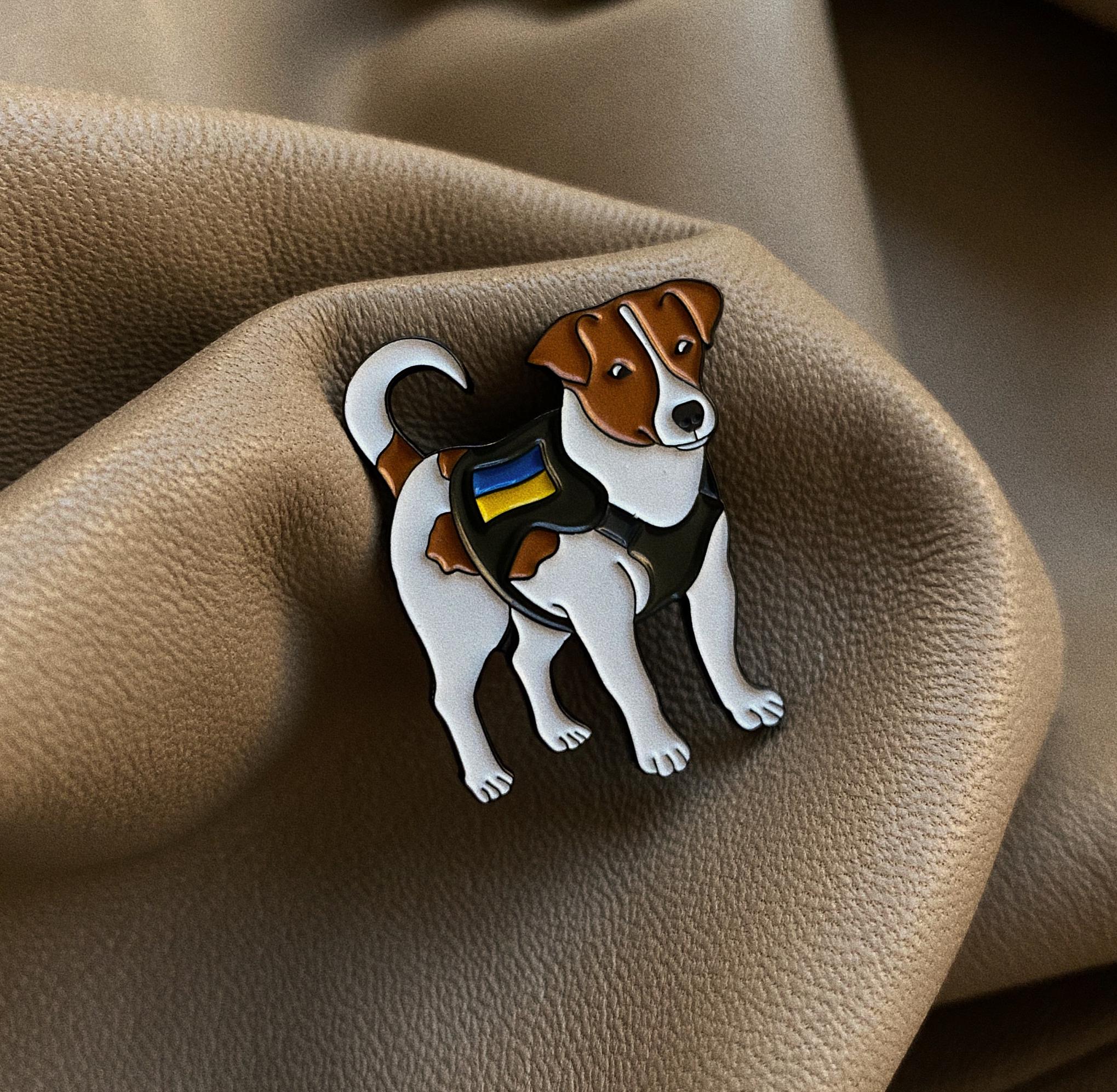 Ukrainian Patron Dog Enamel Pin - Support Ukraine Lapel Pin - Slava Ukraini Badge - Glory To Ukraine Enamel Pin - Stand with Ukraine Pin *