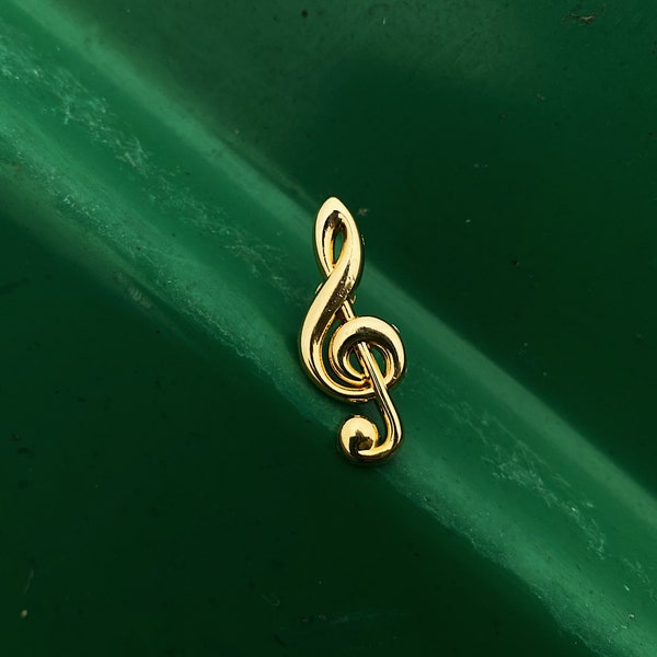 Golden Treble Clef Enamel Pin - Music Lapel Pin - Pianist Pin - Composer Pin Badge - Music Teacher Pin - Music Gift