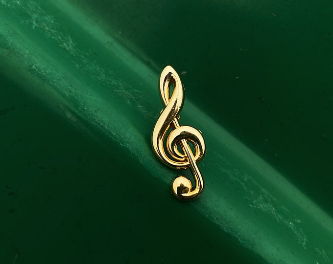 Goldener Violinschlüssel Emaille Pin - Musik Anstecknadel - Pianist Pin - Kompositions Pin - Musiklehrer Pin - Musik Geschenk
