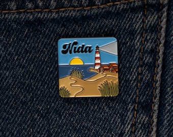 Nida Enamel Pin - Lighthouse Brooch - Nida Lighthouse Badge - Lithuanian Coastal Pin - Baltic Seaside Charm - Lithuanian Coastal Beauty Pin