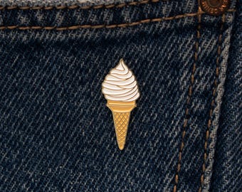 Soft Ice Cream Enamel Pin - Cute Swirl Ice Cream Pin Badge - Kawaii Summer Dessert Lapel Pin - Sweet Treat Accessory - Foodie Gift