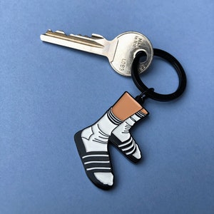 Socks And Slippers Enamel Keychain / Bag Charm- Eastern European Key Ring - Fun Bag Charm - Unique Keychain - Designer Keychain