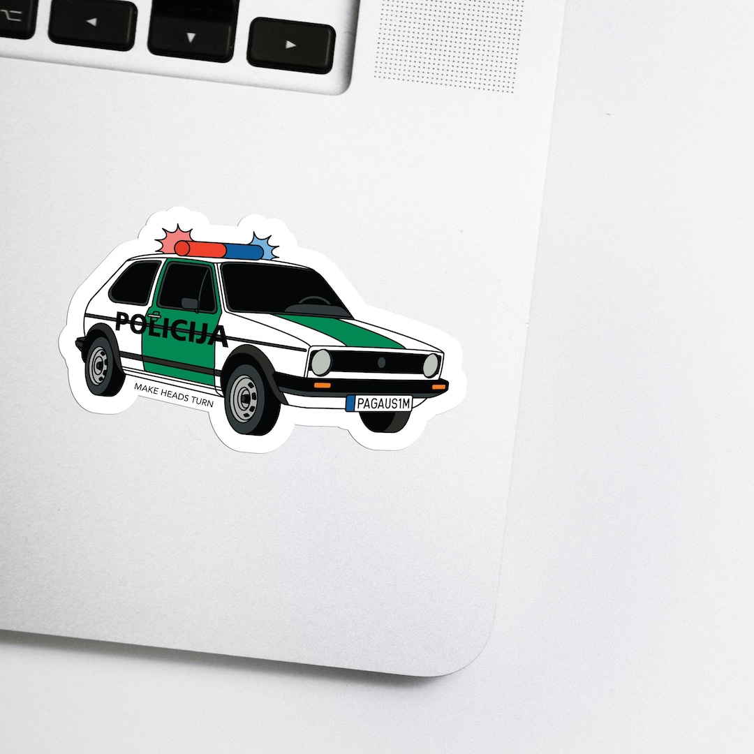 Police Car Die-cut Sticker - Patrol Car Die-cut Sticker - Retro Police ...