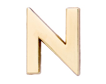 Golden Letter N Enamel Pin - Alphabet Lapel Pin - Gold Letter Pin - Initial Letter Pin - Personalized Gift - Font Pin