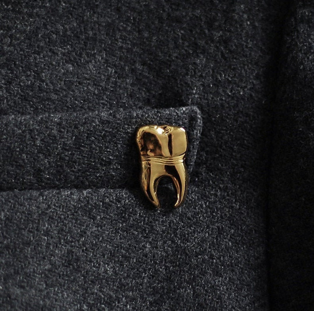 Enamel Pin Golden Tooth Pin Dental Lapel Pin Dentist Etsy