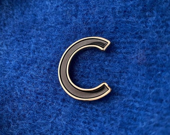 Letter C Enamel Pin - Letter C Lapel Pin -  Initial Letter Patch - Alphabet Badge - A-Z Enamel Pins  - Font Pin