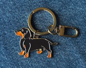 Dachshund Enamel Keychain/Bag Charm - Sausage Dog Bag Charm - Cute Wiener Dog Keyring - Dog Bag Charm for Dog Moms & Dads - Puppy Lover Gift