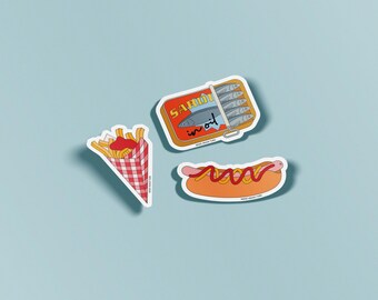 Foodie Sticker Pack - 10-Piece Vinyl Pack for Scrapbooking & Decorating - Delicious Munchie Retro Stickers - Colourful Food Sticker Bundle