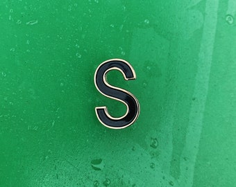 Pin de esmalte de letra S - Pin de solapa de letra S - Parche de letra inicial - Insignia del alfabeto - Pines de esmalte A-Z - Pin de fuente