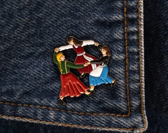 Baltic Sisters Enamel Pin - Baltic Way Brooch - Baltic Friendship Badge - Tradicional Baltic Dance Pin - Baltic Tradicion and Unity Symbol