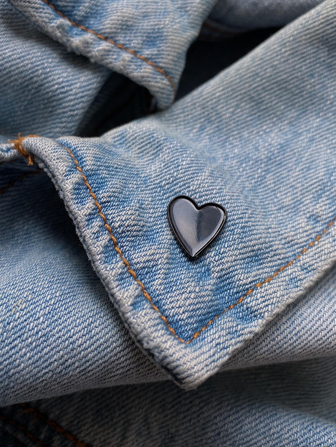 Heart Pin - Little Black Heart Brooch - Dainty Dark Heart Brooch - Mini ...