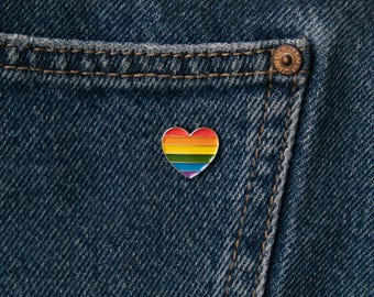 LGBTQ+ Heart Enamel Pin - Rainbow Heart Brooch - Pride Love Badge - Inclusive Design Pin - Inclusive Design - Colorful Equality Symbol
