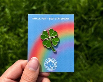 Lucky Clover Enamel Pin - Four Leaf Green Clover Brooch - Good Luck Badge - St. Patrick’s Day Clover - Green Clover - Lucky Fortune Charm