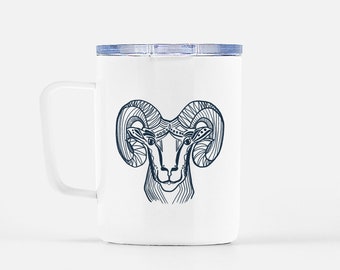 Aries Ram Travel Mug w/ Lid 10 oz.