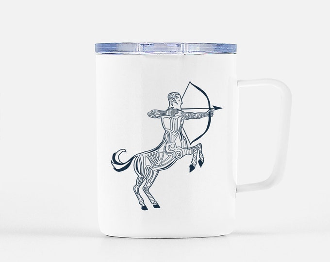 Sagittarius Centaur Travel Mug w/ Lid 10 oz.
