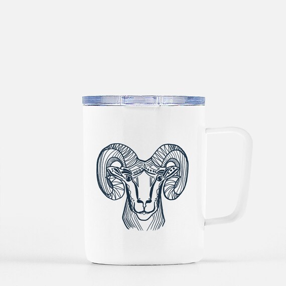 Aries Ram Travel Mug W/ Lid 10 Oz. 