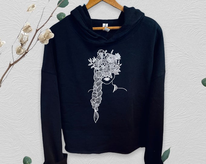 Flower Head Cropped Sweatshirt- Virgo Inspired