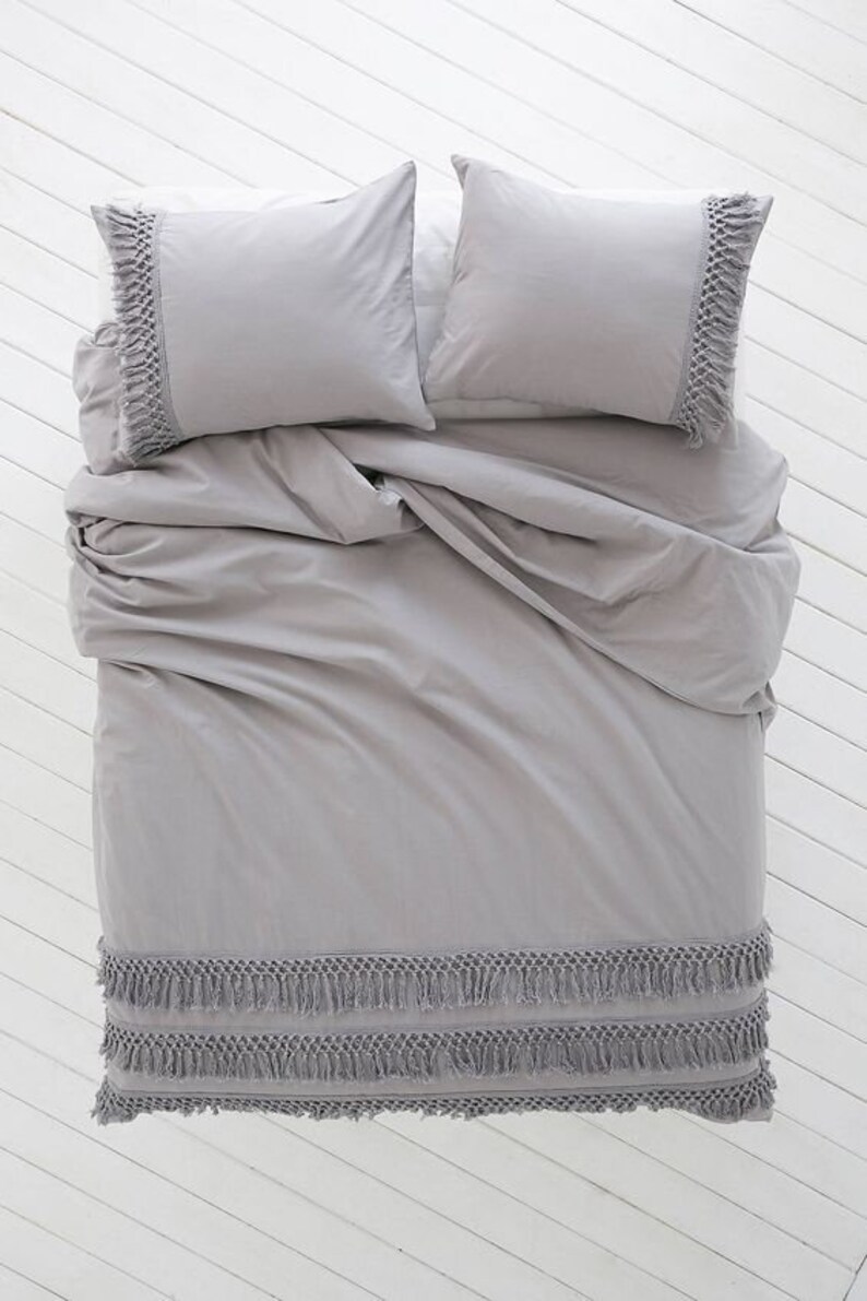 Cotton Fringes Tassels Duvet Cover Boho Bedding Queen UO Etsy