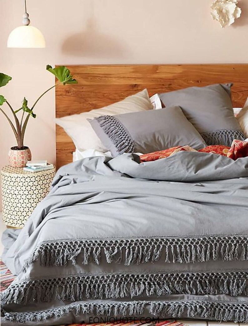 Cotton Fringes Tassels Duvet Cover Boho Bedding Queen UO Etsy