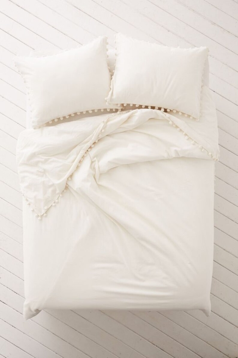 Bohemian Pom Pom Duvet Cover Solid Bedding Quilt Cover Dorm Etsy