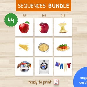 3-Stappen Sequentie Oefening – Sequentieactiviteiten voor Kinderen – 44 Educatieve Sequenties – Montessori – Klaar om Af te Drukken