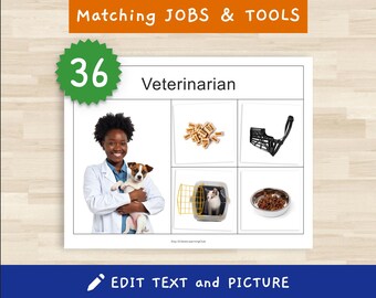 Ausdruckbares Zuordnungsspiel mit 36 Berufen und Werkzeugen | Aktivität zum Sortieren von Berufen | Arbeits- und Berufsblätter für Kleinkinder