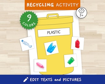 Recycling-Sortierspiel zum Ausdrucken | Aktivität für Vorschule und Grundschule | Umweltbildung | Arbeitsblatt zum Tag der Erde