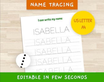 Bearbeitbares Namensverfolgungsblatt. Mein Vorname ist, ich kann meinen Namen verfolgen. Personalisierte Namensverfolgungsaktivität für Kinder - PDF