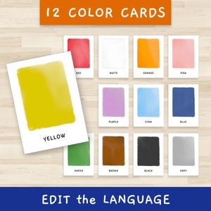 12 Carte dei Colori, Carte Montessori, Carte Educative Stampabili, Carte per la Scuola Materna, Download Istantaneo