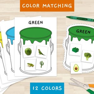Jeu de Tri des Couleurs Peinture activité Montessori pour Enfants Apprentissage Préscolaire Matériel imprimable Maternelle Éducation