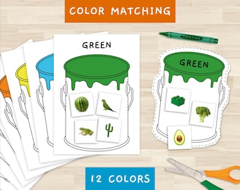 Farbsortierspiel, Malaktivität, Montessori für Kinder, Vorschullernen, druckbares Material, Kindergartenbildung