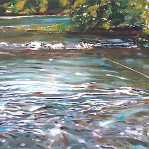 Fly fishing on the Caney. trout fly fishing painting