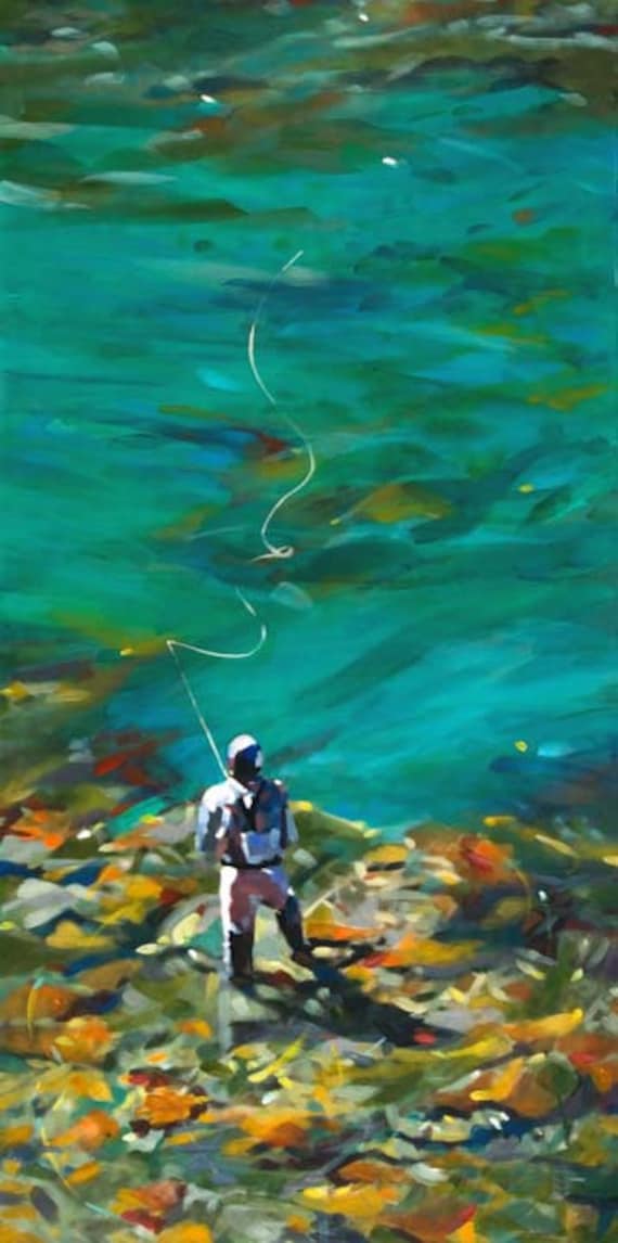 絵画/タペストリ 絵画 釣り人の風景