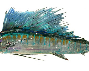 Sailfish.    gyotaku prints, from rubbings of real fish gamefish - fishing -fish art- marine art