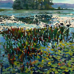 Land O Lake.  Giclee prints  marsh painting swamp painting lily pads water scenes