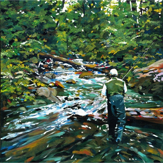 Mountain High. Trout Paintings Fly Fishing Brook Trout Stream