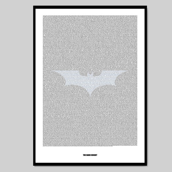 The Dark Knight - Movie Script Poster - unique posters with a twist - great gift for movie lovers  ***DIGITAL DOWNLOAD ONLY***