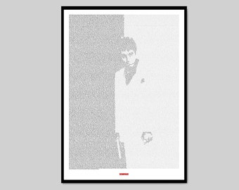 movie posters alternative Scarface - A3 Movie Script Poster - unique posters with a twist - great gift for movie lovers***DIGITAL DOWNLOAD ONLY***