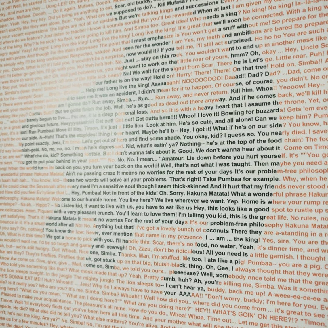 The Lion King Movie Script Poster Unique Posters With a Twist Great ...