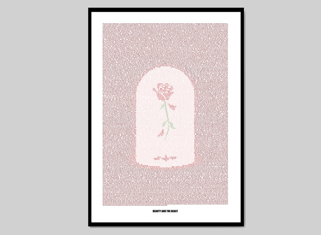 Beauty and the Beast 1991 Movie Script Poster Unique Posters With a