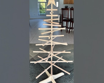 Minimalist Wooden Christmas Tree: Scandinavian Handmade Holiday Decor (3-6 ft)