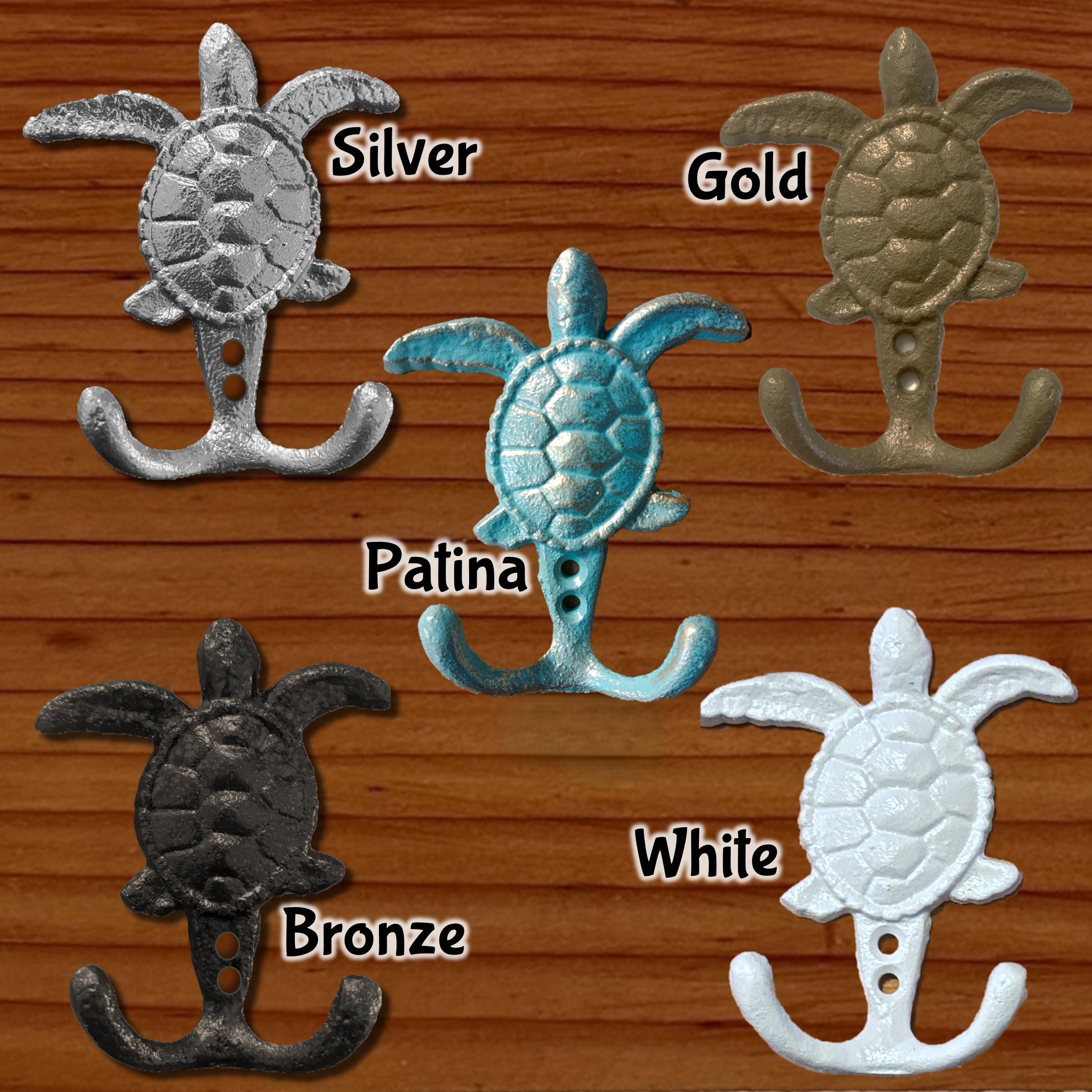 Sea Turtle Cast Iron Hook Rack: Beach Decor Towel/coat Hanger - Etsy