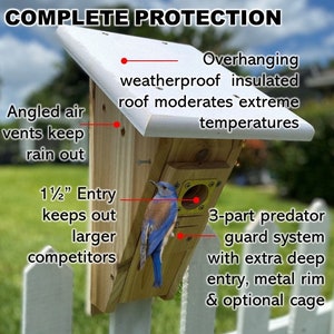 Peterson Bluebird House | Cedar | Insulated | Front Opening | Predator Guard | Weatherproof