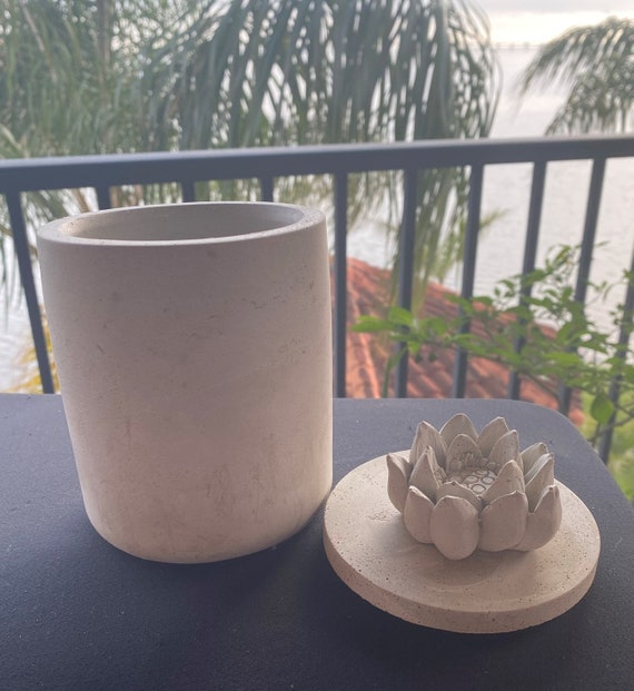 Concrete Container with Lid Etsy