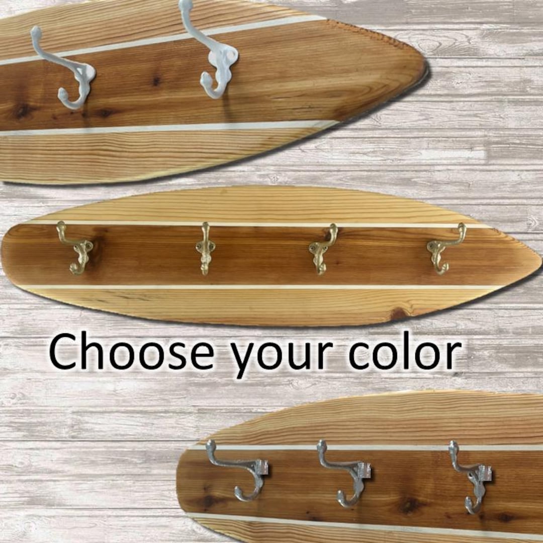 Surfboard Hook Rack: Solid Wood Coastal Beach Decor - Etsy