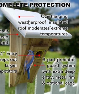Peterson Bluebird House | Cedar | Insulated | Front Opening | Predator Guard | Weatherproof