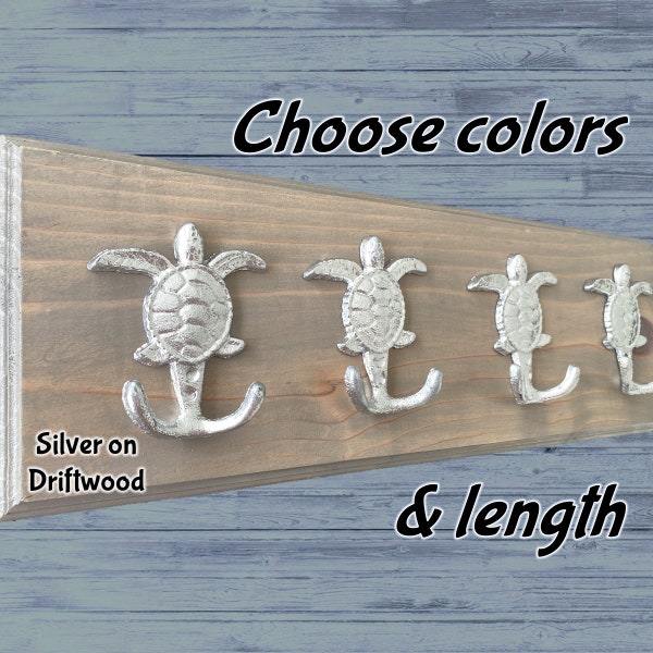 Sea Turtle Hook Rack, Beach Coat Hook Rack, Towel Hook Rack, Hat Hook Rack, Entryway Hook Rack, Beach Decor