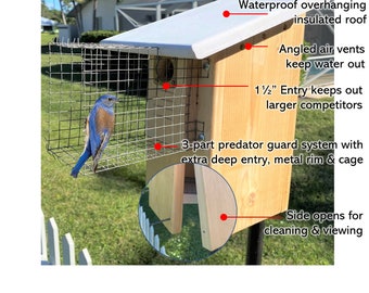Hoverman Bluebird House | Cedar | Insulated | Predator Guard | Weatherproof